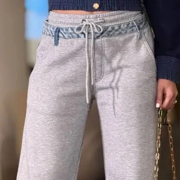 Risen Los Angelas Heather Gray Sweatpants with Denim Trim NWT (see description) - Picture 3 of 8